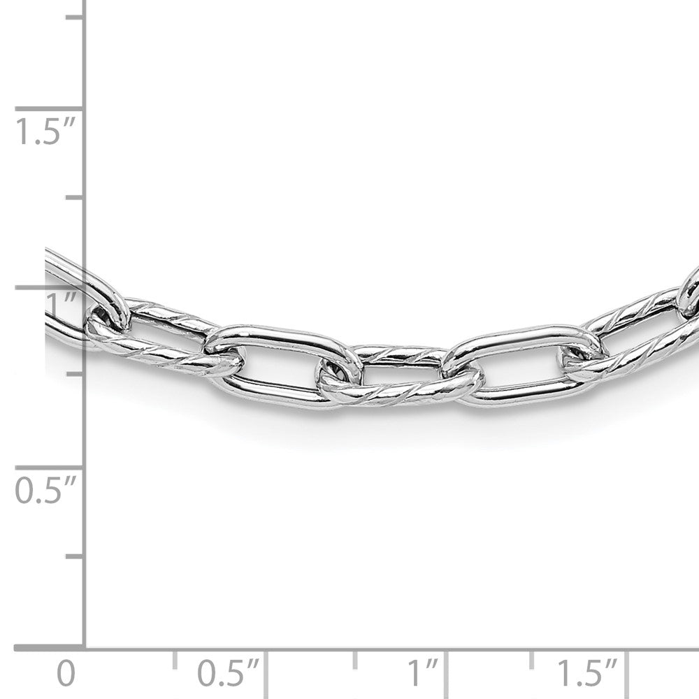 Sterling Silver RH-plated Polished and Textured Link Necklace