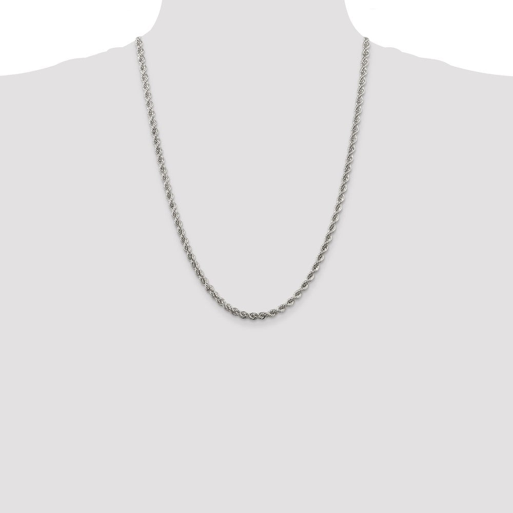 Sterling Silver 4.3mm Solid Rope Chain 24 Inches