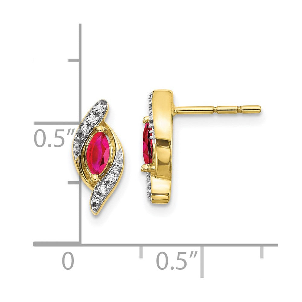 10k Diamond and Ruby Earrings