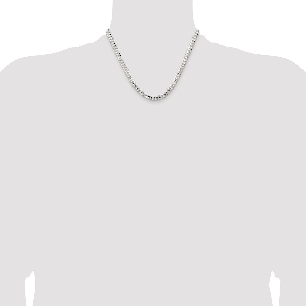 Sterling Silver Rhodium-plated 5.65mm Concave Beveled Curb Chain