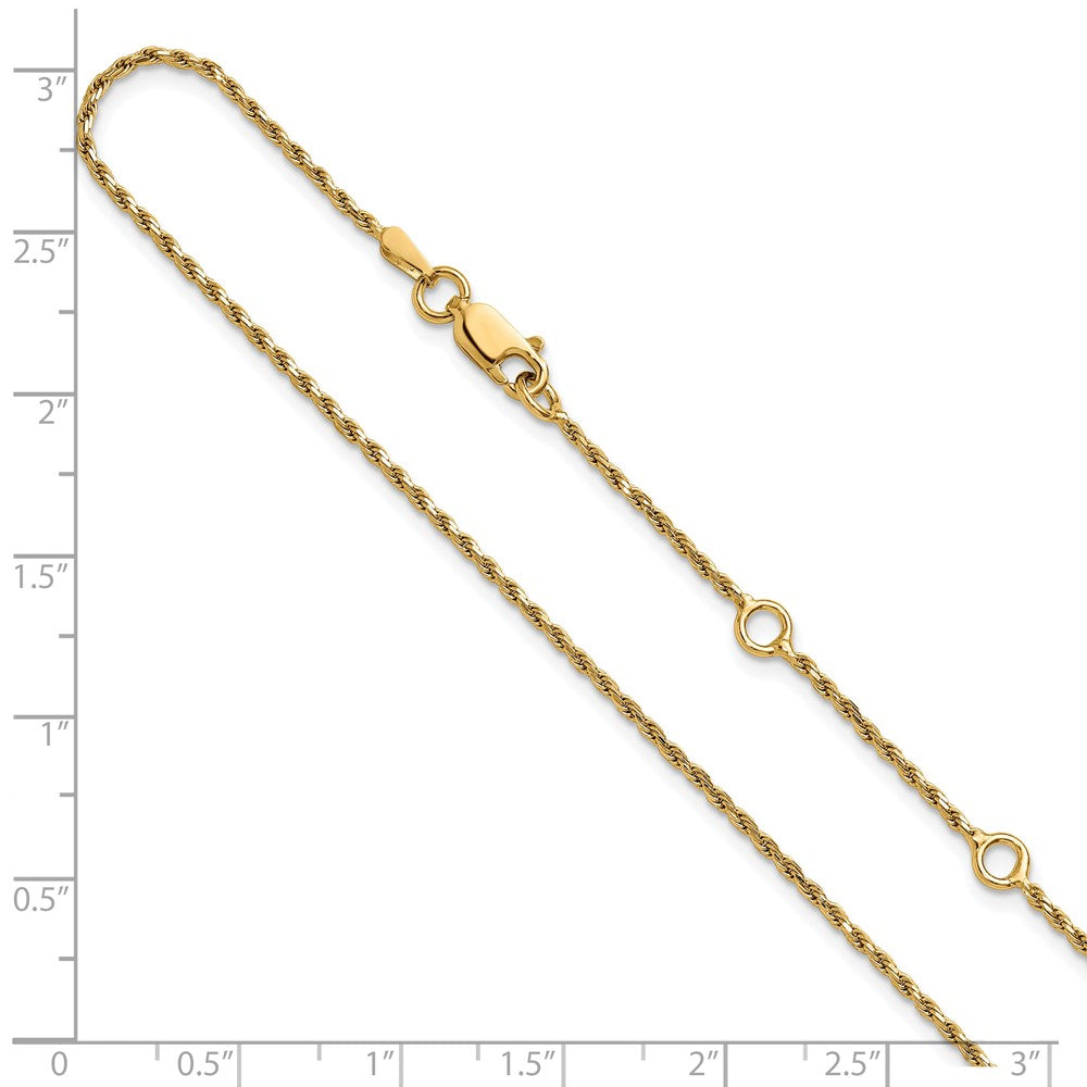 Sterling Silver Gold-plated 1.4mm D/C Rope 1in+1in Adjustable Chai