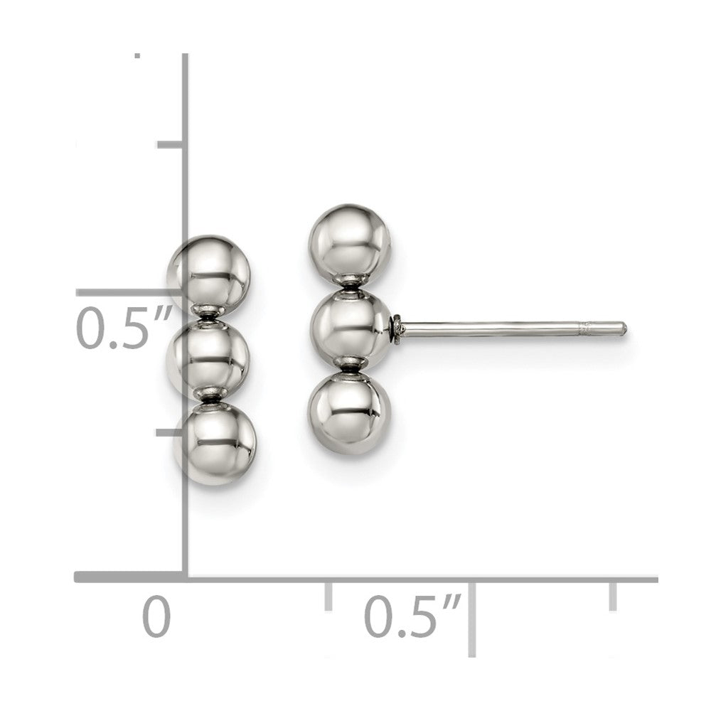 Stainless Steel Polished 3 Ball Post Earrings