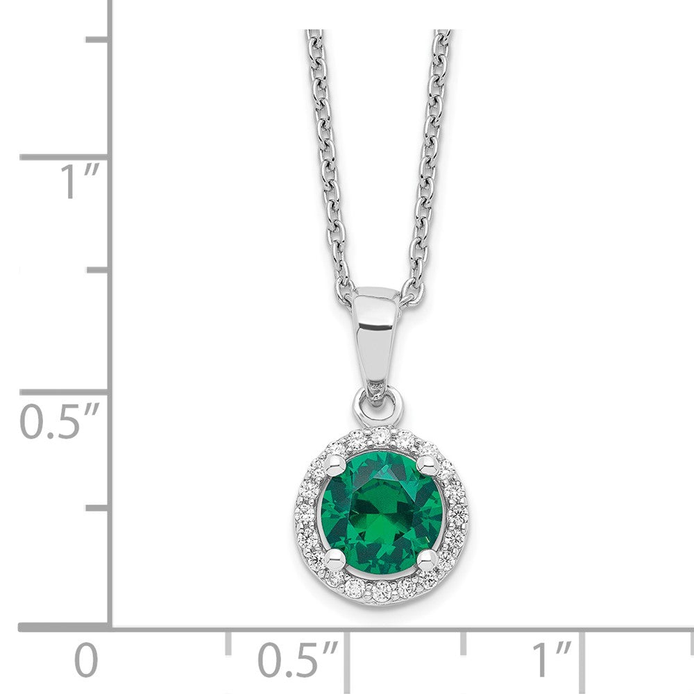 Brilliant Embers Sterling Silver Rhodium-plated 20 Stone 18 inch White and Green Micro Pav‚ CZ Necklace with 2 Inch Extender 18 Inches