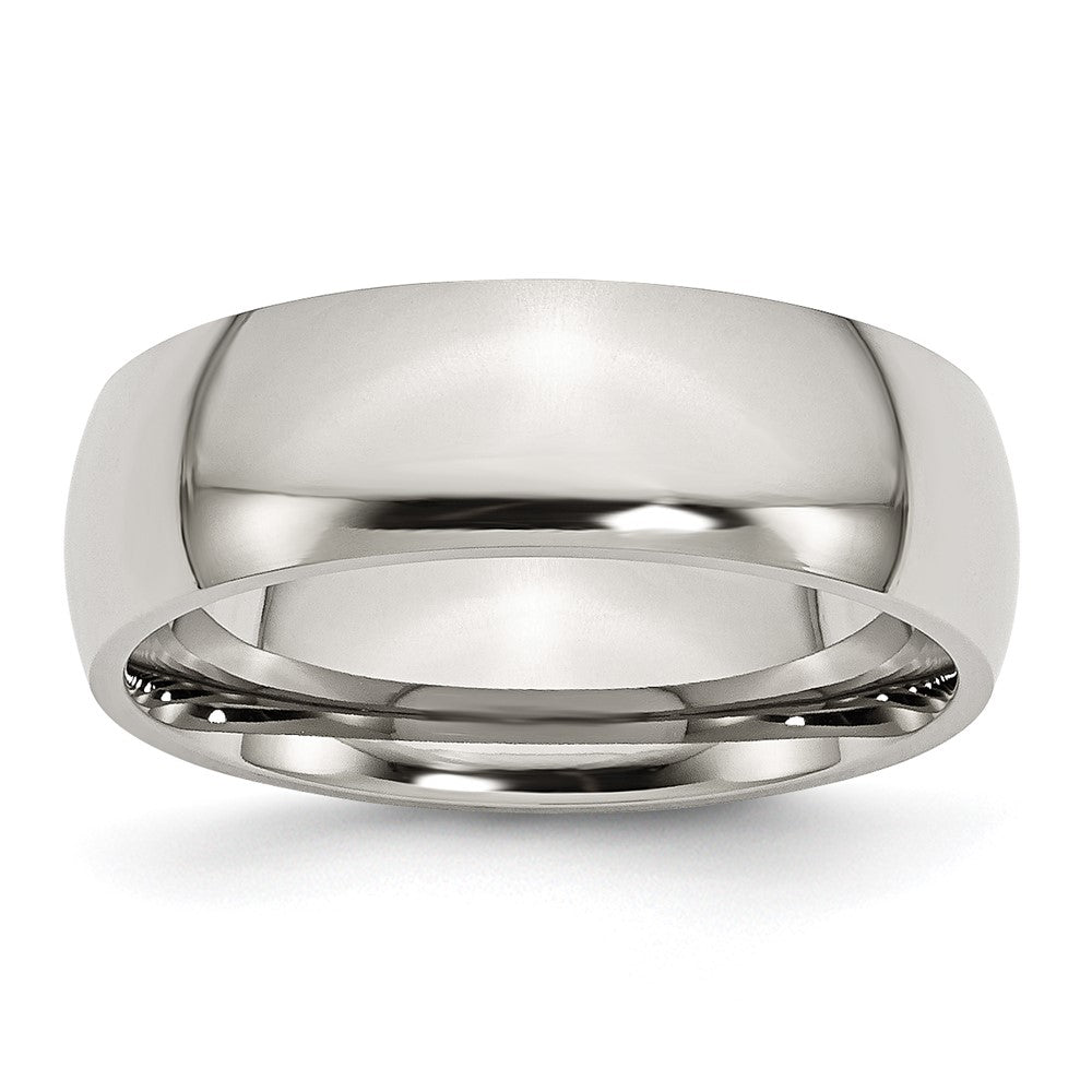 Stainless Steel Polished 7mm Half Round Band Size - 13