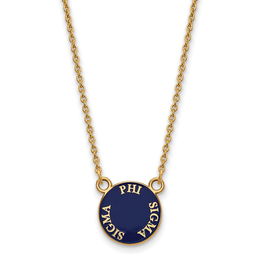 Sterling Silver Gold-plated LogoArt Phi Sigma Sigma Sorority Text Small Color Enamel Pendant 18 inch Necklace