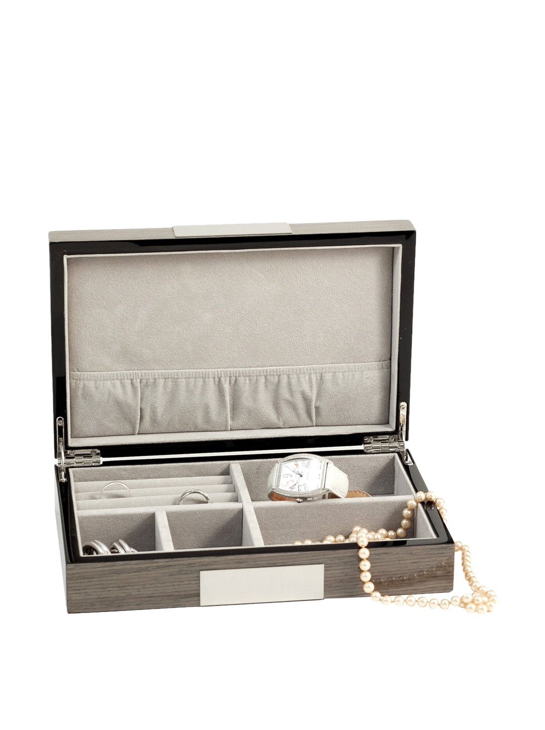 High Gloss Lacquered Valet Box - Ash Finish - 9.75W x 2.5H in.