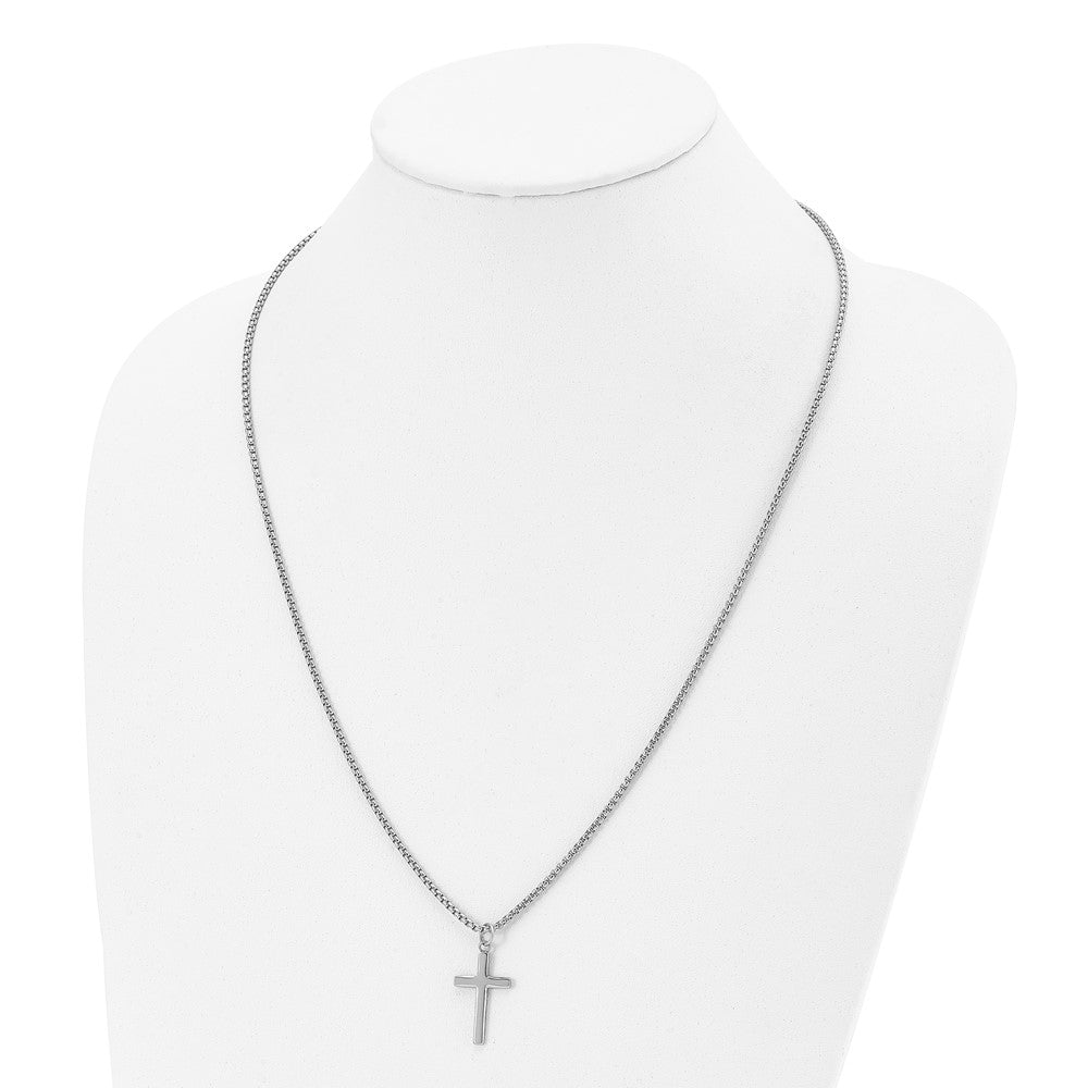 Stainless Steel Polished Cross 24-inch Box Chain N