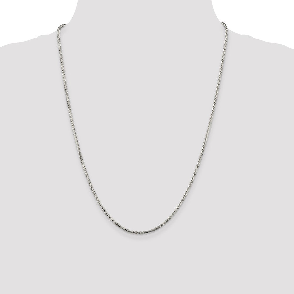 Sterling Silver 2.15mm Diamond-cut Round Spiga Chain 24 Inches