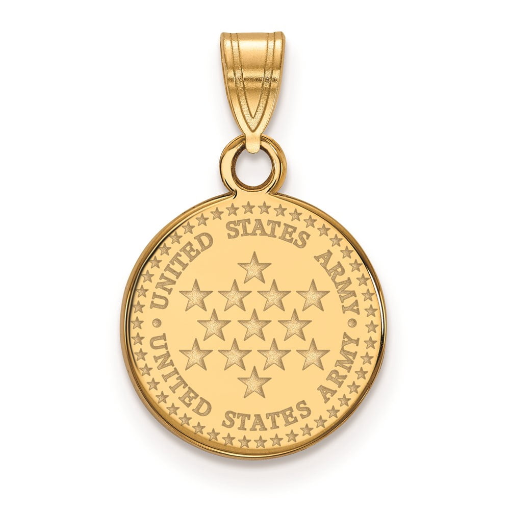 SS 14k Yellow Gold Plated Small United States Army Disc Pendant