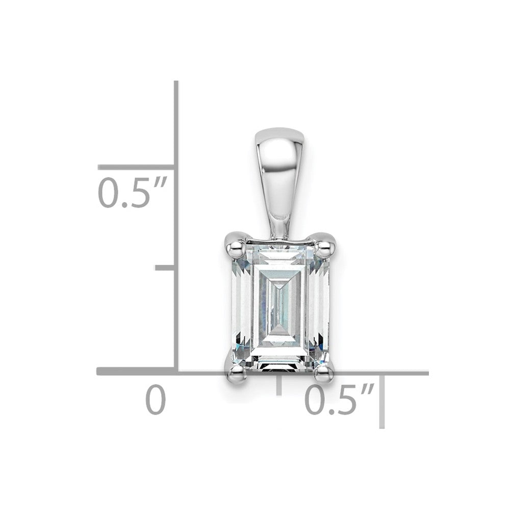14k White Gold 1 1/2 carat Lab Grown Diamond VS/SI+ G+ Emerald Complete Four Prong Pendant