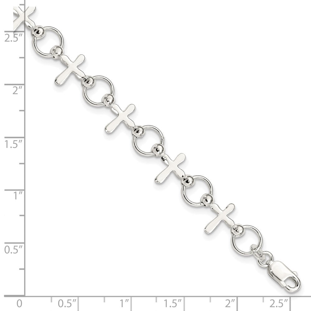 Sterling Silver Cross Bracelet 7.5 inches