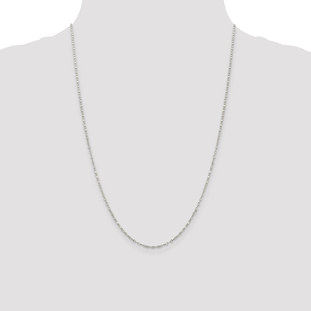 Sterling Silver 1.75mm Fancy Wave Flat Link Chain 24 Inches