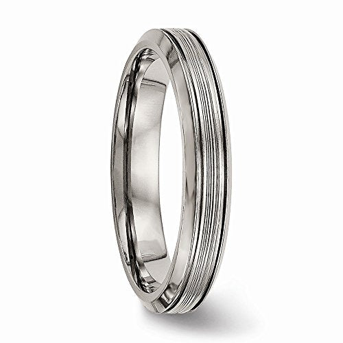 Titanium Polished 3.75mm Grooved Comfort Fit Band Size - 8