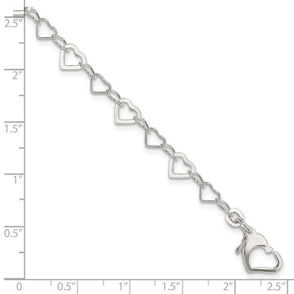 Sterling Silver Linked Heart Bracelet 7.5 inches