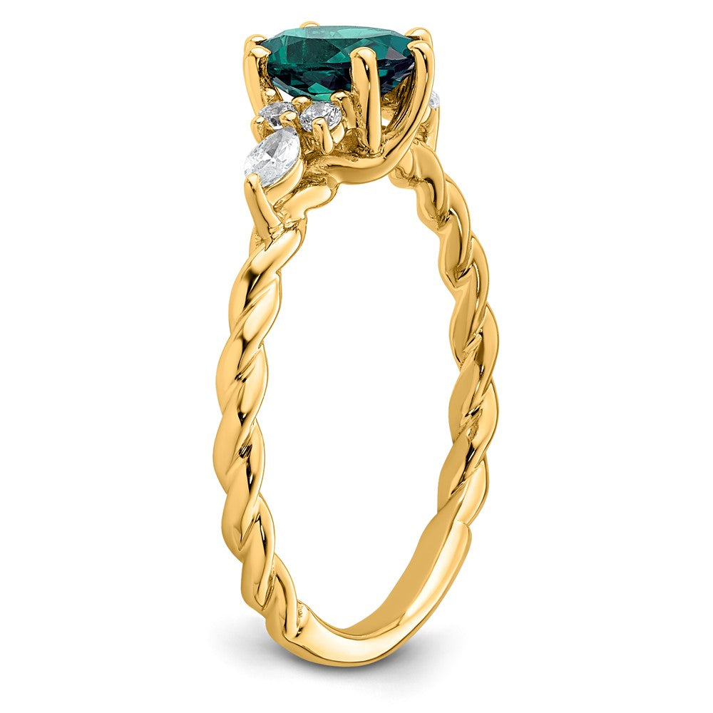 10k YG Created Alexandrite & Diamond Ring