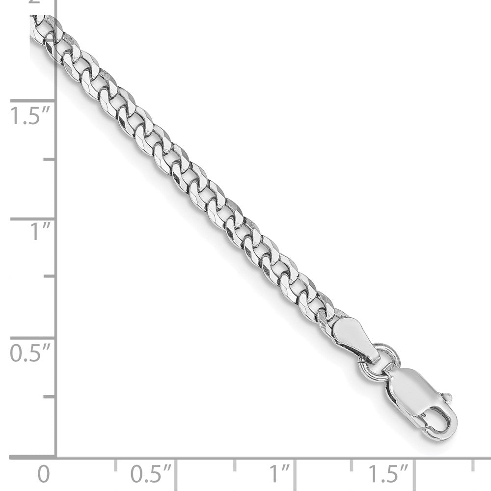 Sterling Silver Rhodium-plated 3.2mm Beveled Curb Chain 7 inches