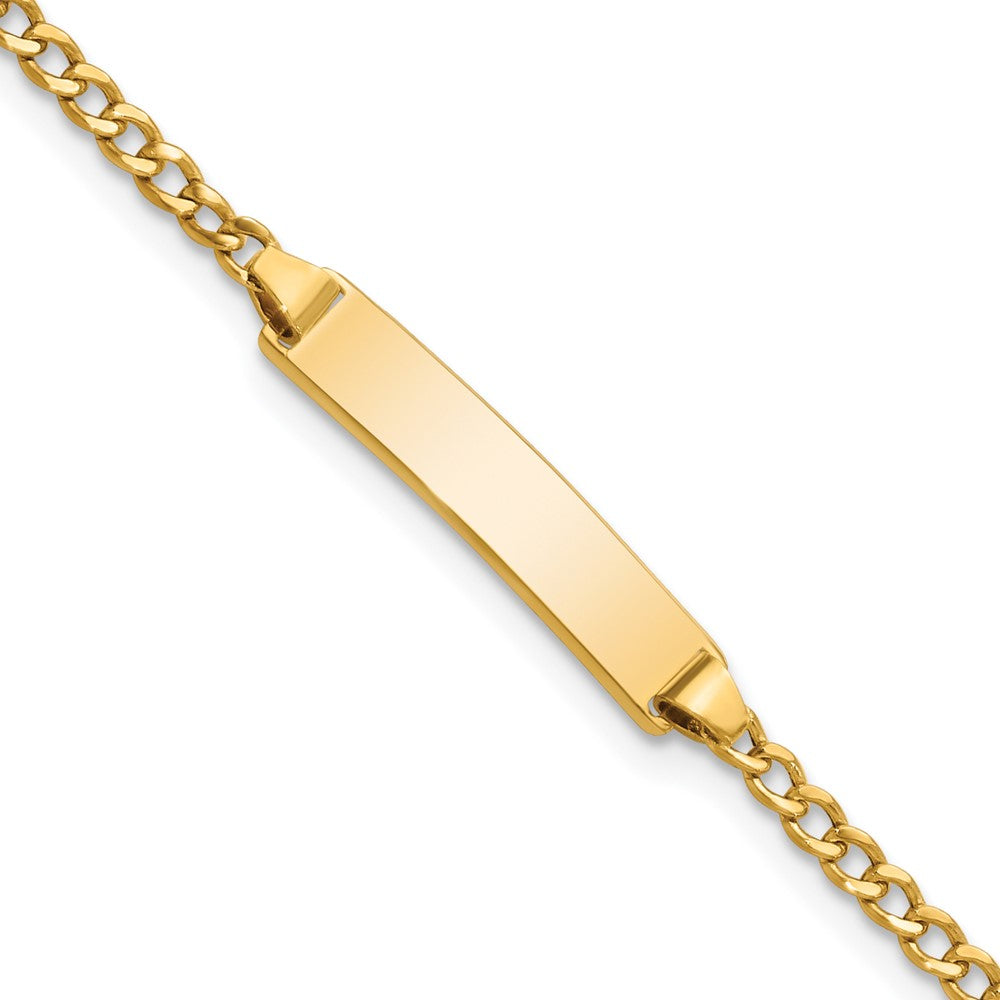 14k Semi-Solid Polished Cuban ID Bracelet 6 inches