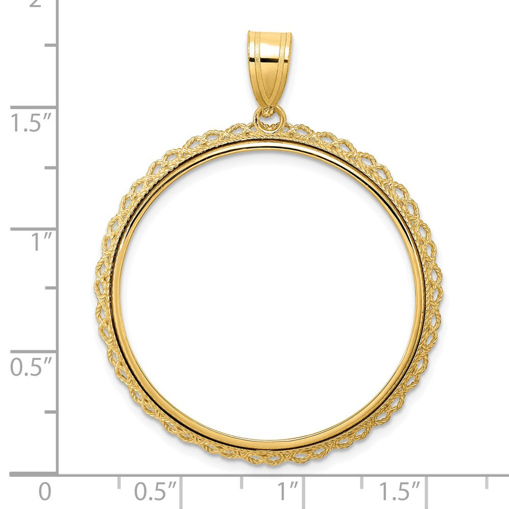 14k Polished Double Rope with 32.0mm Prong Coin Bezel Pendant