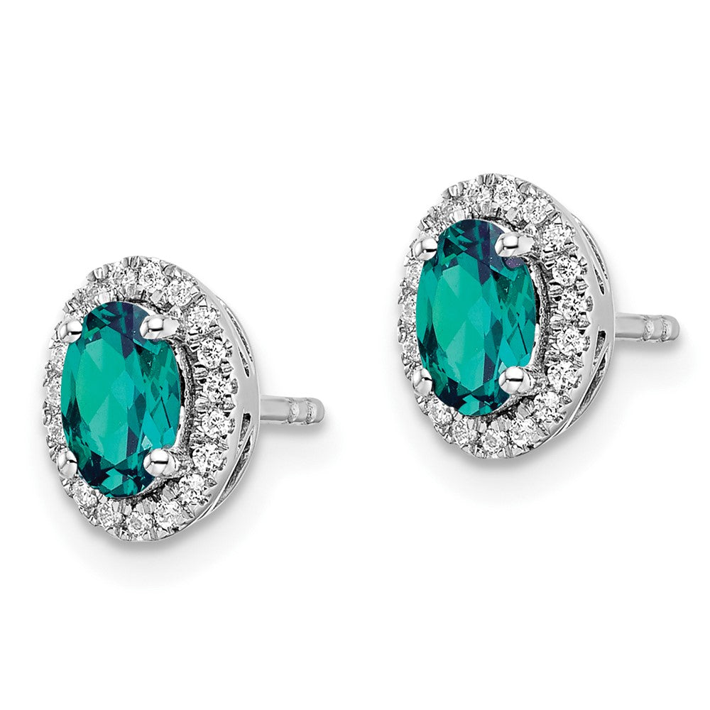 10kw Oval Created Alexandrite & Diamond Post Earrings