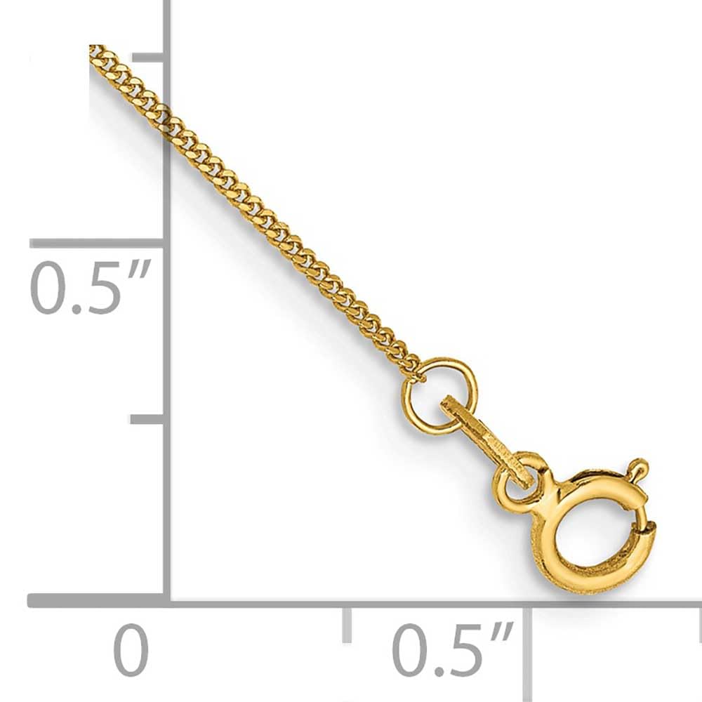 14K 10 inch .9mm Curb with Spring Ring Clasp Anklet