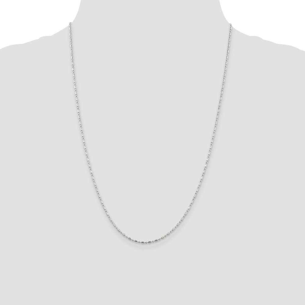 Sterling Silver 1.5mm Fancy Beaded Chain 24 Inches