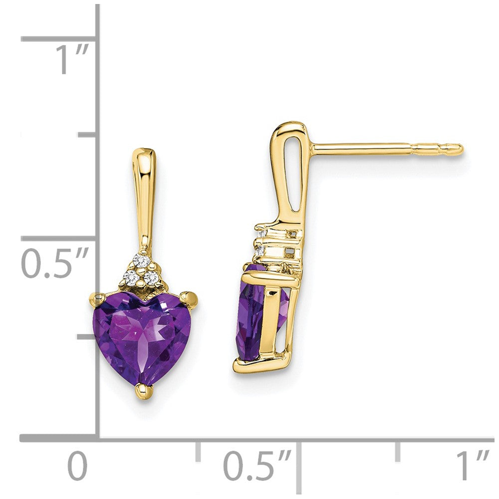 10k Amethyst and Diamond Heart Earrings
