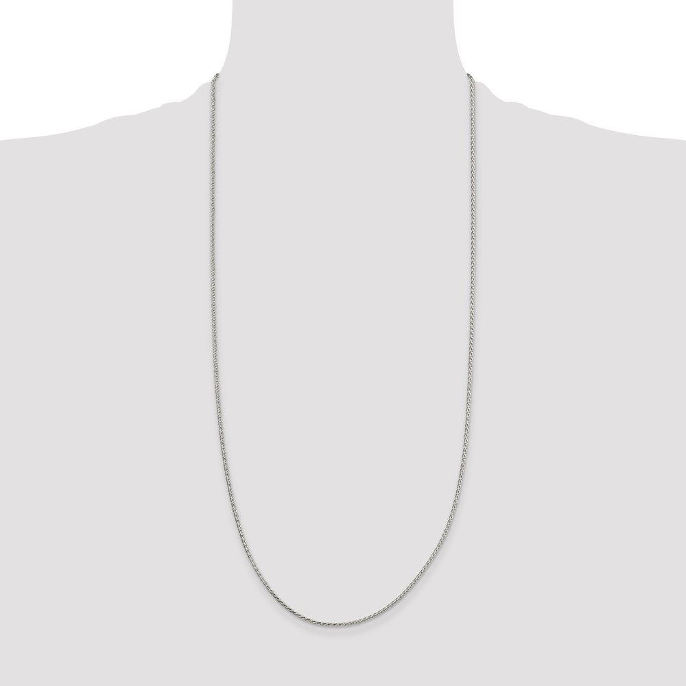 Sterling Silver 1.7mm Diamond-cut Round Spiga Chain 30 Inches