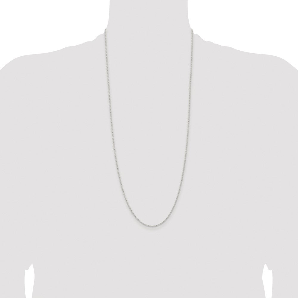 Sterling Silver Rhodium-plated 1.5mm Solid Rope Chain