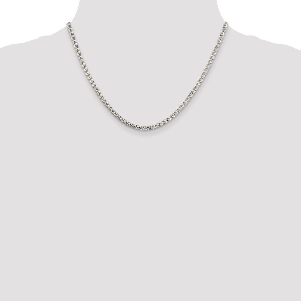 Sterling Silver 3.6mm Round Box Chain 18 Inches