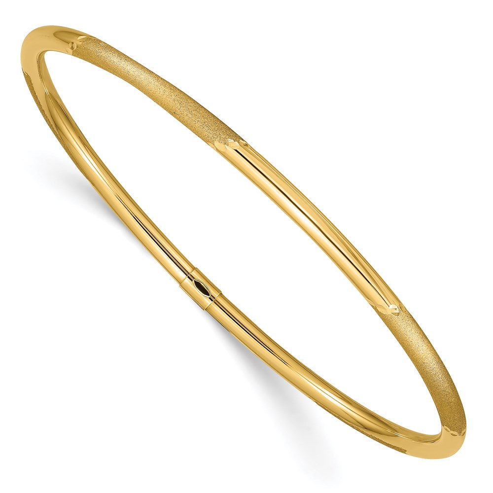 14k 3mm Polished and Satin Finish Slip-on Bangle 8 inches