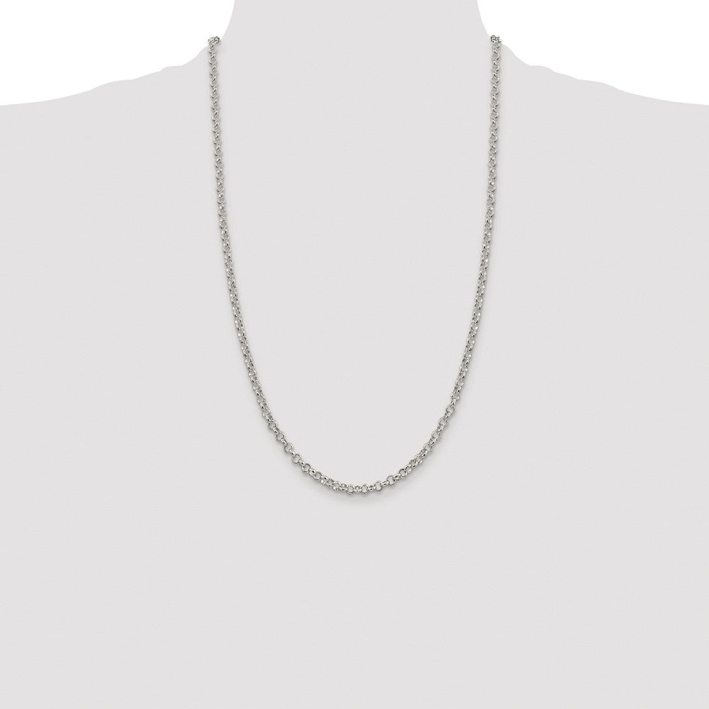 Sterling Silver Rhodium-plated 4mm Rolo Chain