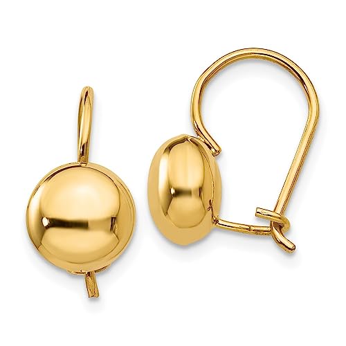 14k Polished 8mm Button Kidney Wire Earrings