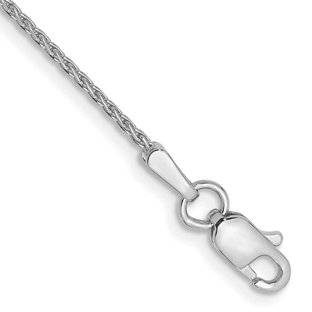 14K White Gold 7 inch 1mm Diamond-cut Parisian Wheat with Lobster Clasp Chain