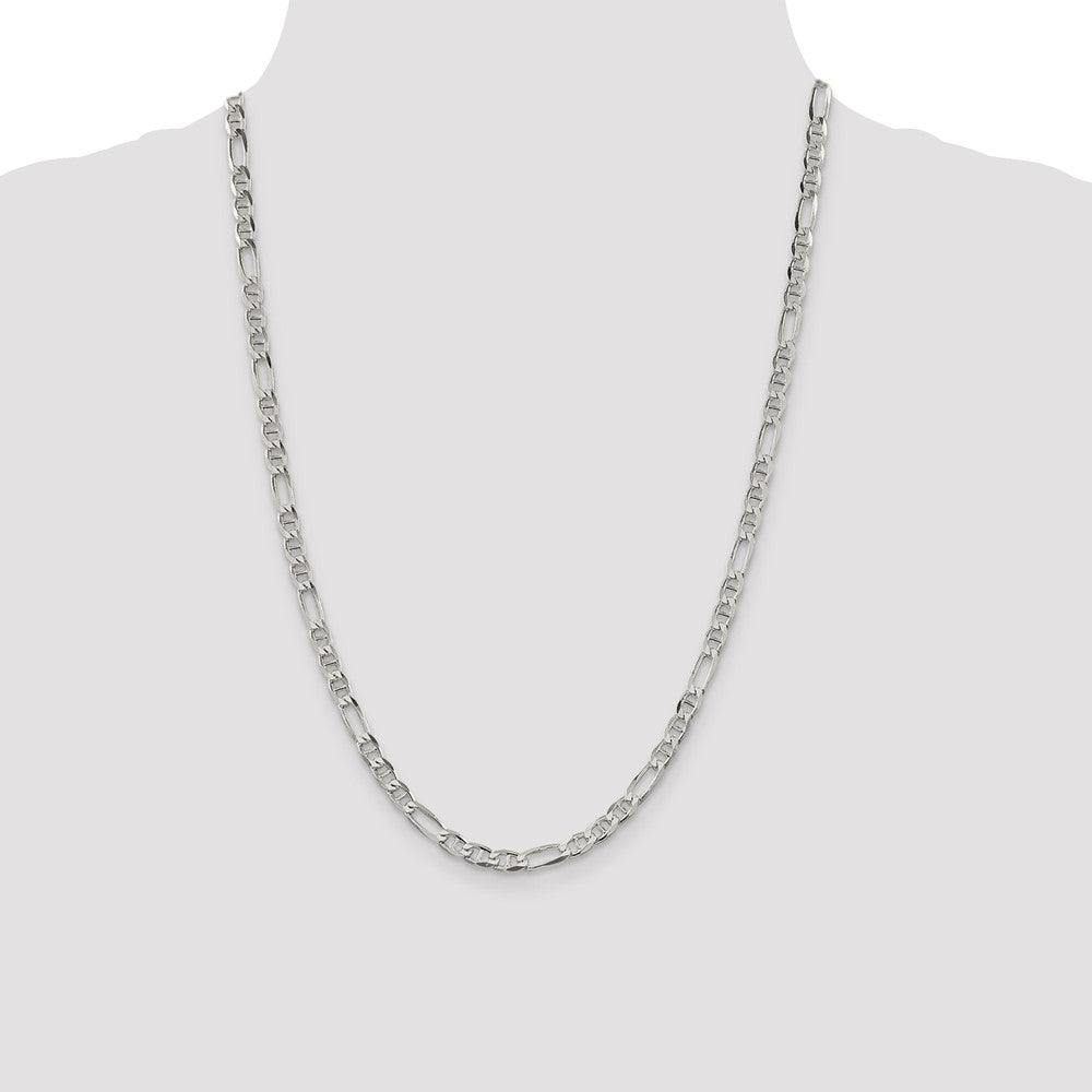 Sterling Silver 4.5mm Figaro Anchor Chain 24 Inches