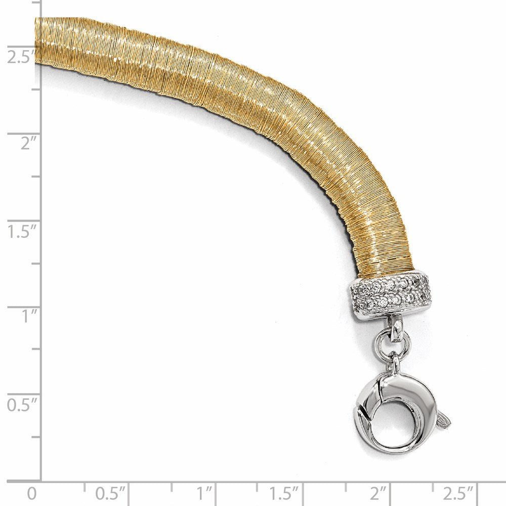 Sterling Silver Gold-tone CZ with 1in ext. Bracelet