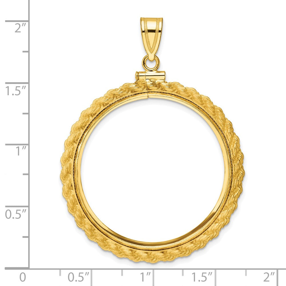 Wideband Distinguished Coin Jewelry 14k Polished Casted Rope 32.0mm x 2.85mm Screw Top Coin Bezel Pendant