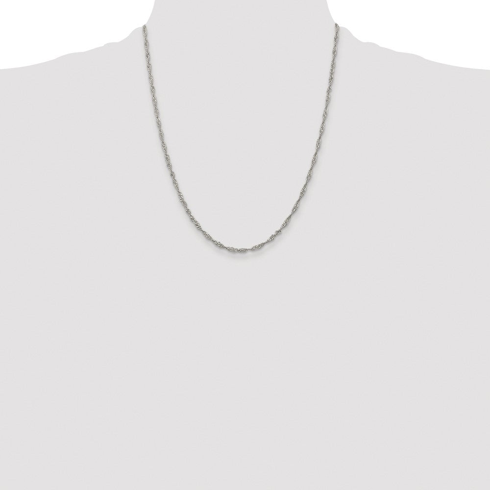 Sterling Silver Rhodium-plated 2.25mm Singapore Chain