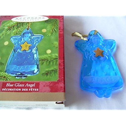 2000 Hallmark Ornament Blue Glass Angel