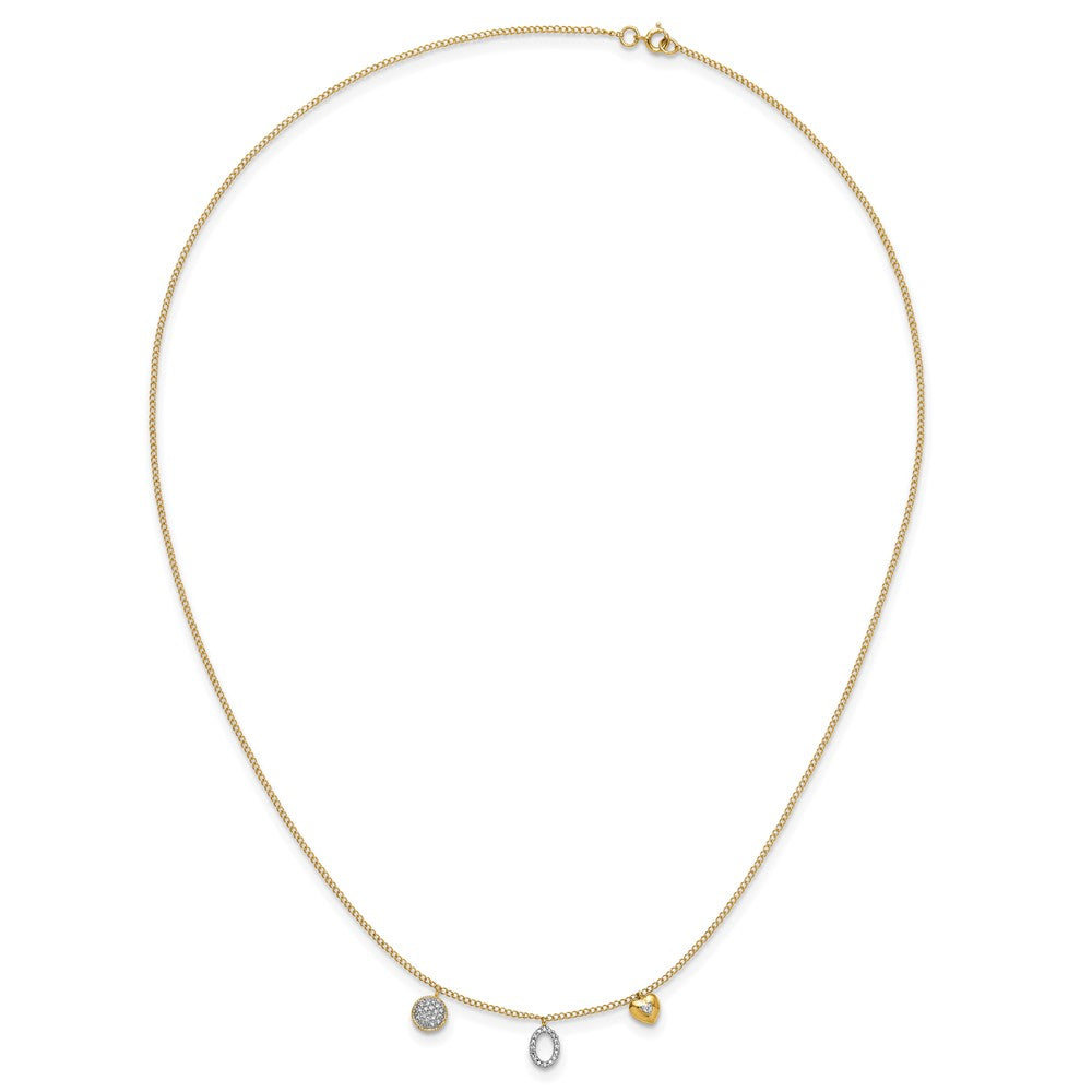 14k Diamond Two Circle and Heart 18 inch Necklace
