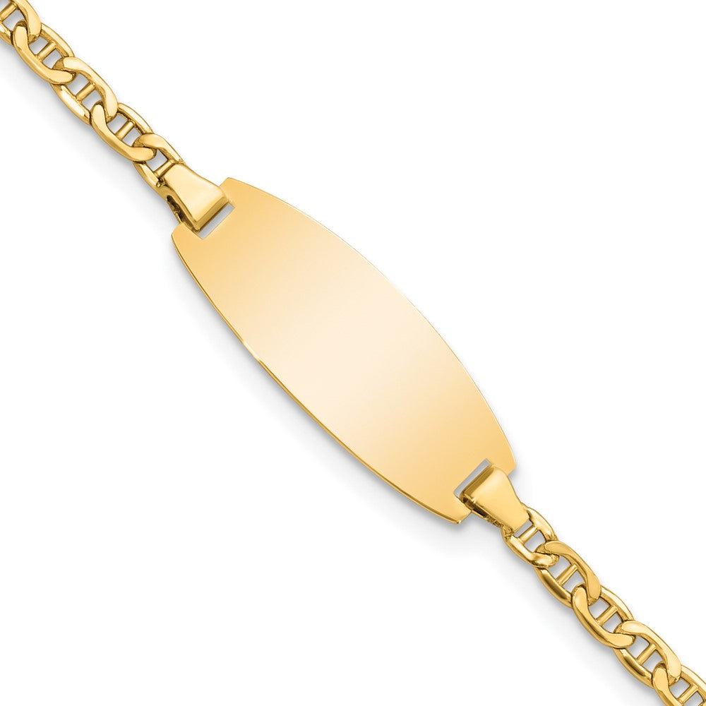 14k Semi-Solid Oval Anchor ID Bracelet 5.5 inches