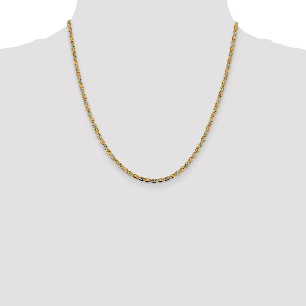14K 20 inch 2.75mm Tri-color Pav‚ Valentino with Lobster Clasp Chain