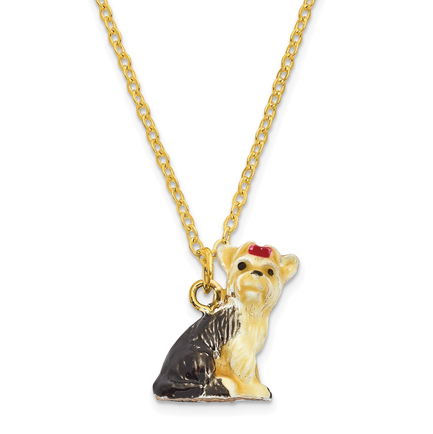 Jere Luxury Giftware Bejeweled KIMBERLY Yorkshire Terrier Pewter and Enamel Trinket Box and Matching Pendant Charm