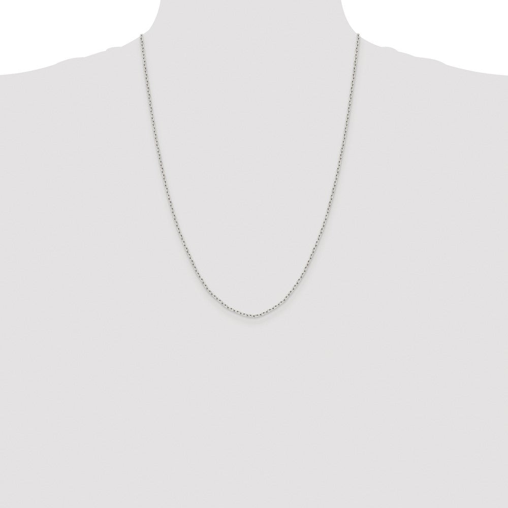 Sterling Silver Rhodium-plated 1.65mm Diamond-cut Long Link Cable Chain