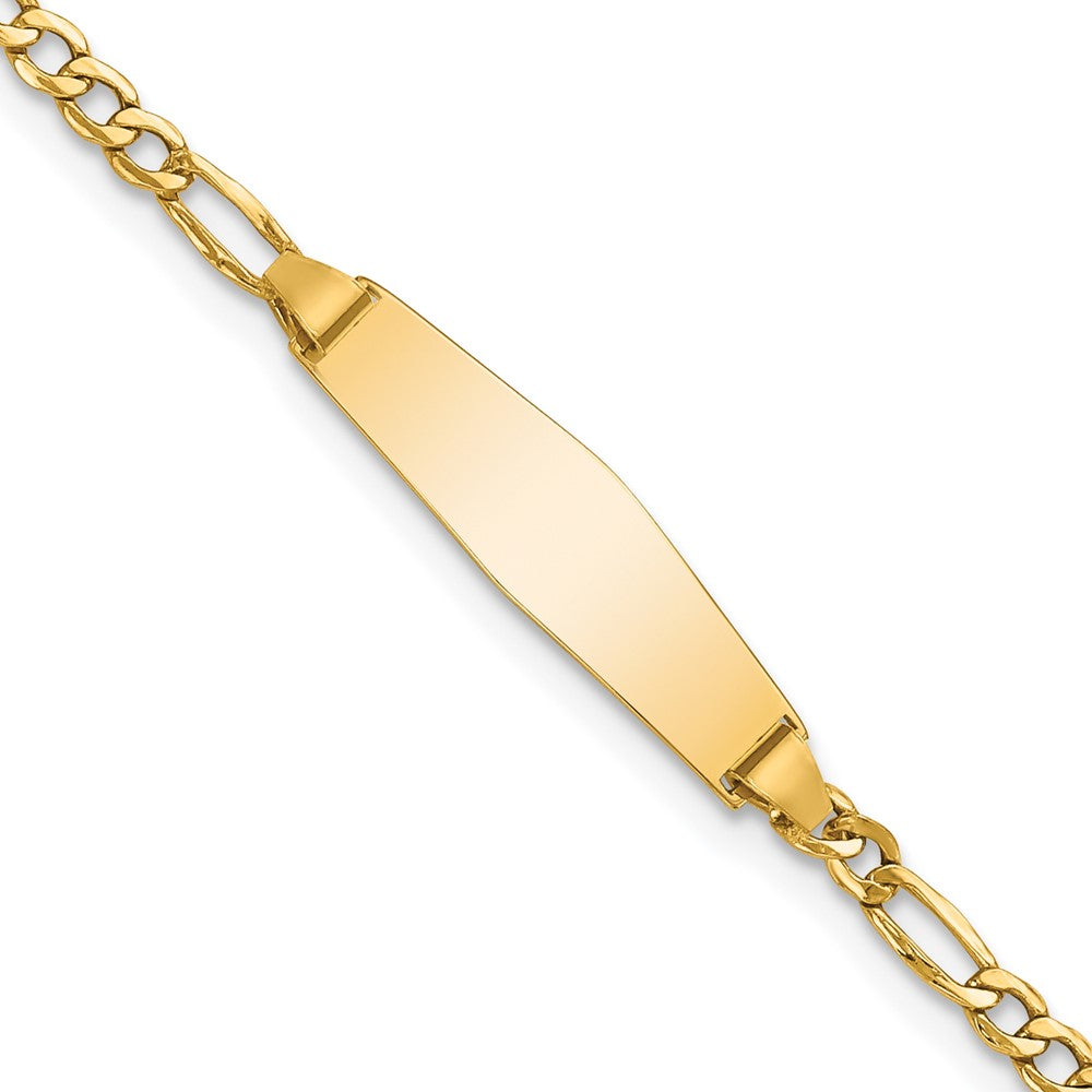 14k Semi-Solid Soft Diamond Shape Figaro ID Bracelet 6 inches
