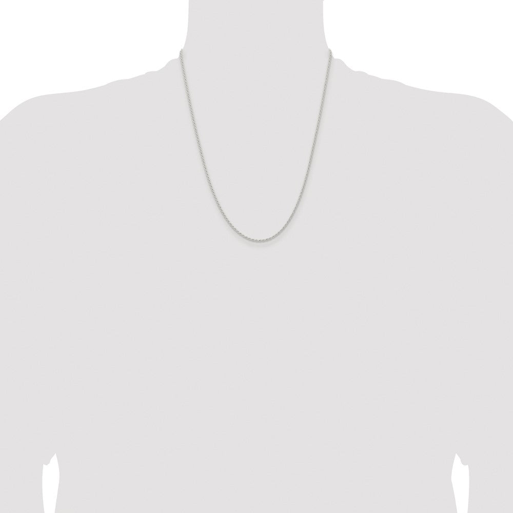 Sterling Silver Rhodium-plated 1.5mm Solid Rope Chain