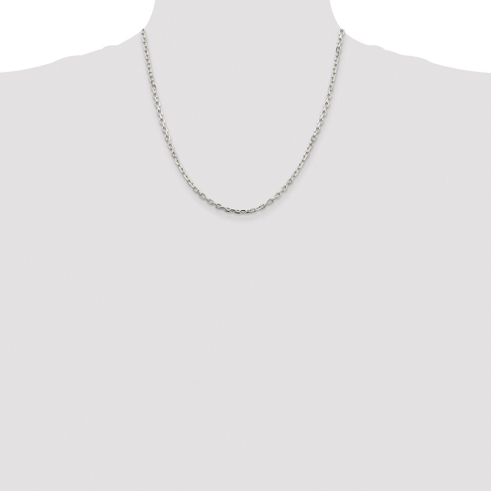 Sterling Silver Rhodium-plated 3.25mm Beveled Oval Cable Chain