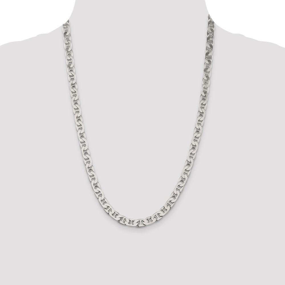 Sterling Silver 6.5mm Flat Anchor Chain 24 Inches