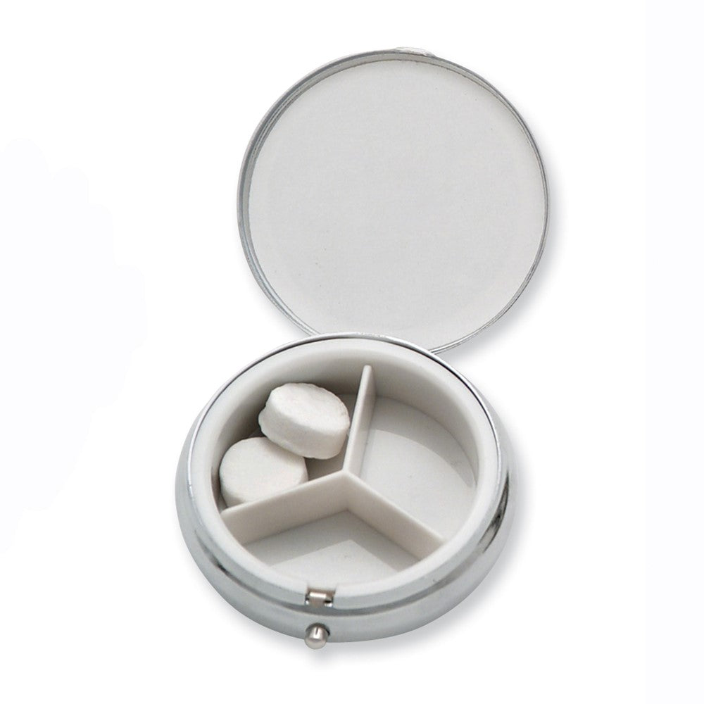 Silver-tone Black Mother of Pearl 3-Section Pill Box