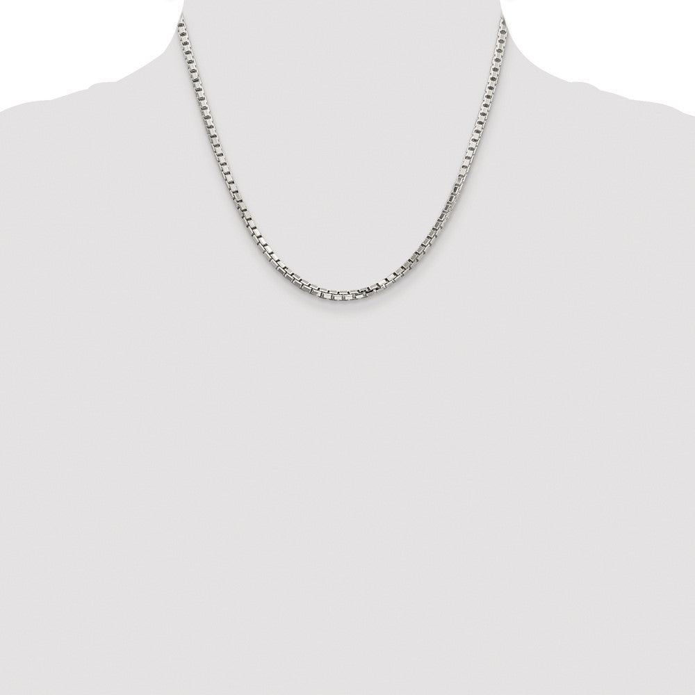 Sterling Silver Rhodium-plated 2.9mm 8 Sided Diamond-cut Box Chain