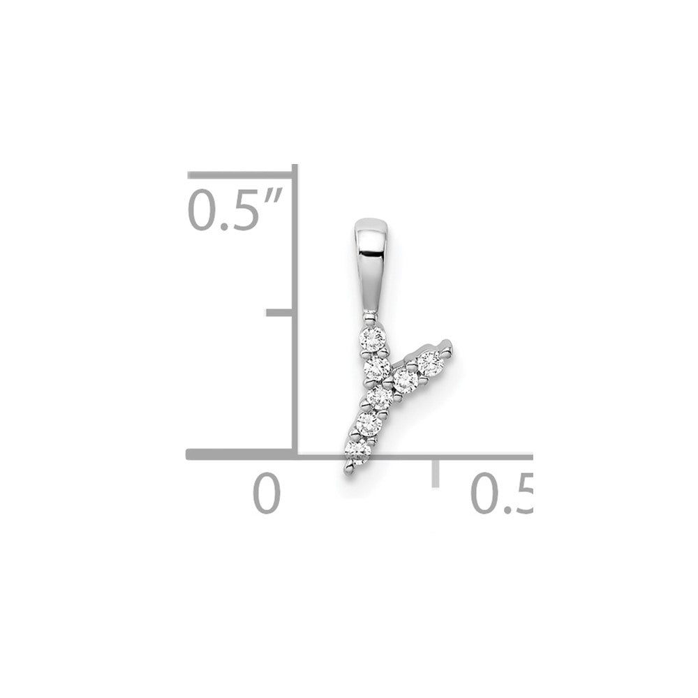 14k White Gold 1/15 carat Lab Grown Diamond VS/SI+ G+ Letter Y Initial Pendant